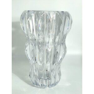 Mikasa Impulse 10" Crystal Vase XY535/626 Slovenia Heavy Clear Ribbed Vintage